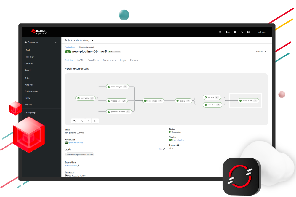 Schermata di OpenShift