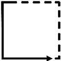 Icon of rectangle going from solid stroke to dashed