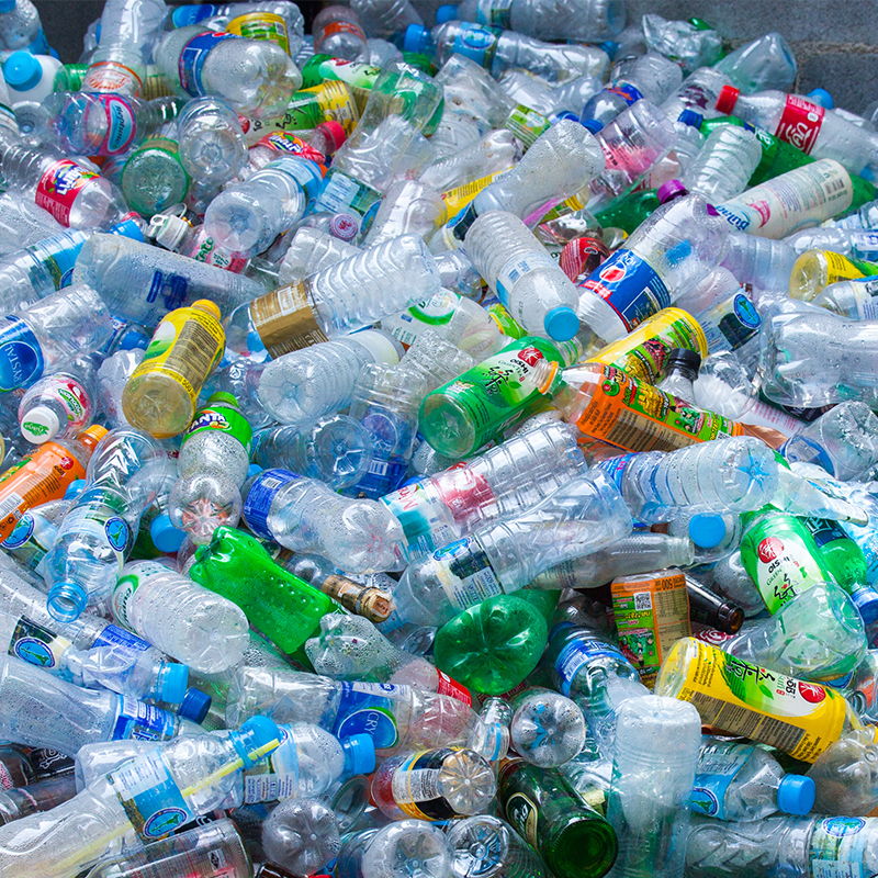 Empty plastic water bottles