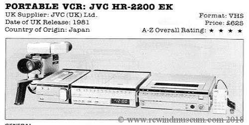 JVC HR-2200 EK portable VCR and tuner.