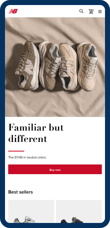 Darstellung "New Balance" Onlineshop auf dem Handy