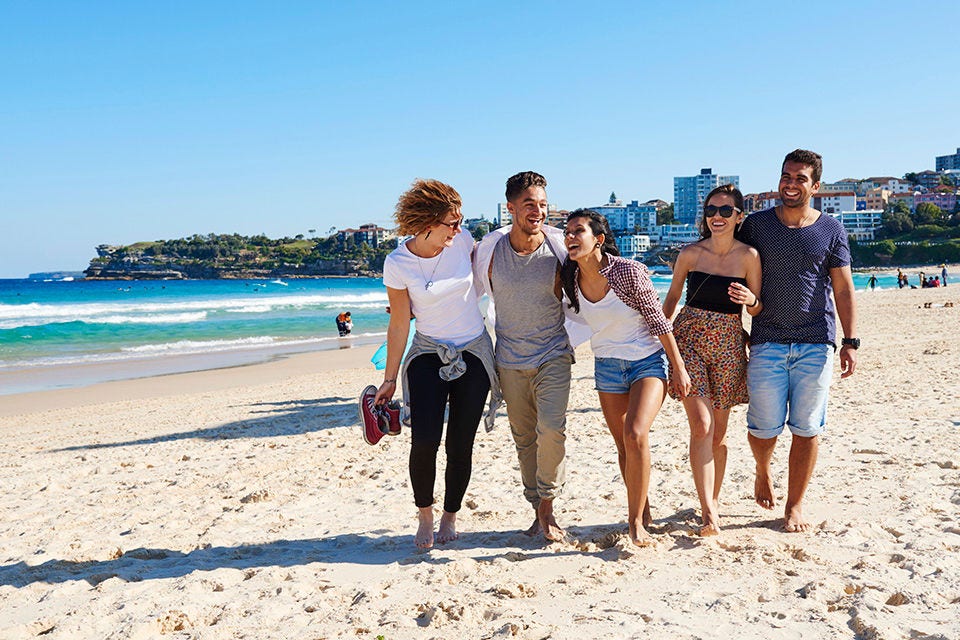 International students enjoying a day out at Bondi Beach, Sydney