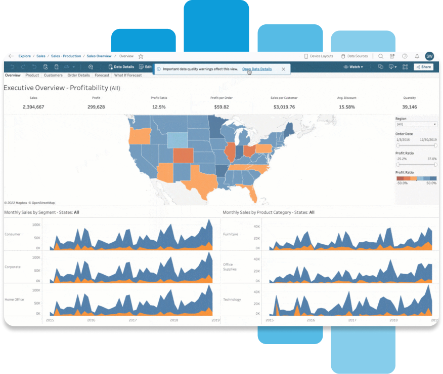 Screenshot of a Tableau dashboard with decorative viz art