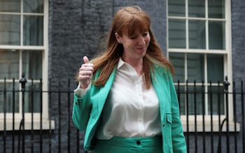  British Deputy Prime Minister Angela Rayner gives a thumb up as she leaves 10 Downing Street