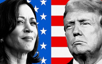 Kamala Harris and Donald Trump graphic