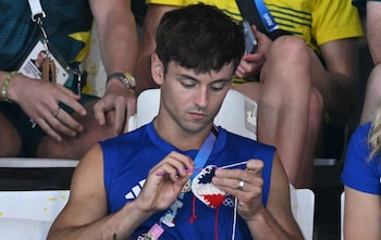 Tom Daley was spotted knitting while he watched the men's 3m springboard diving semi-final during the Olympics