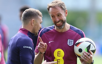 Gareth Southgate jokes with Kieran Trippier