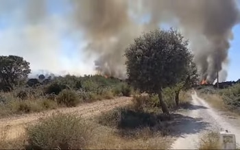 The fire in Castrillo de los Polvazares which local police say was started deliberately