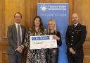 (L-R) Thames Valley Police commissioner Matthew Barber, Annie Jenkins, Soha’s locality lead for the Thame area, Jade Eastgate, Soha’s tenancy enforcement officer, and Thames Valley Police chief constable Jason Hogg