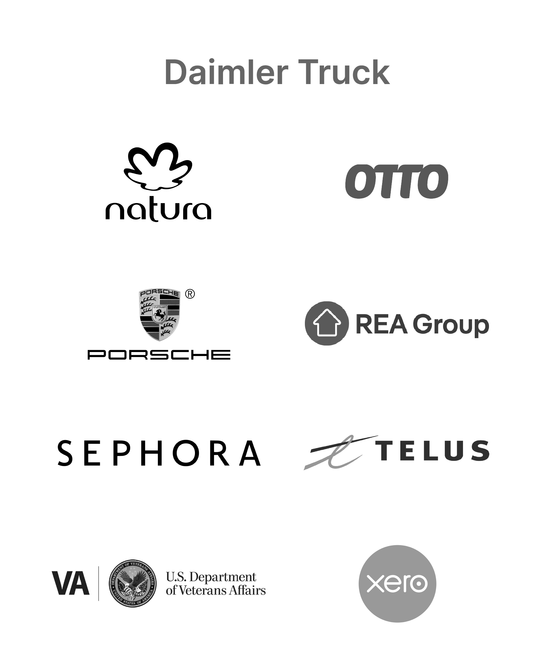 Una lista de más de 30 clientes de Thoughtworks, incluidas marcas como Daimler, Autoscout24, Bosch, Qantas y GoJek