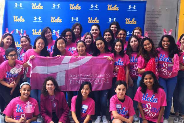 Group of women at breast cancer awareness event