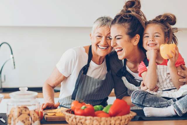 Family in kitchen