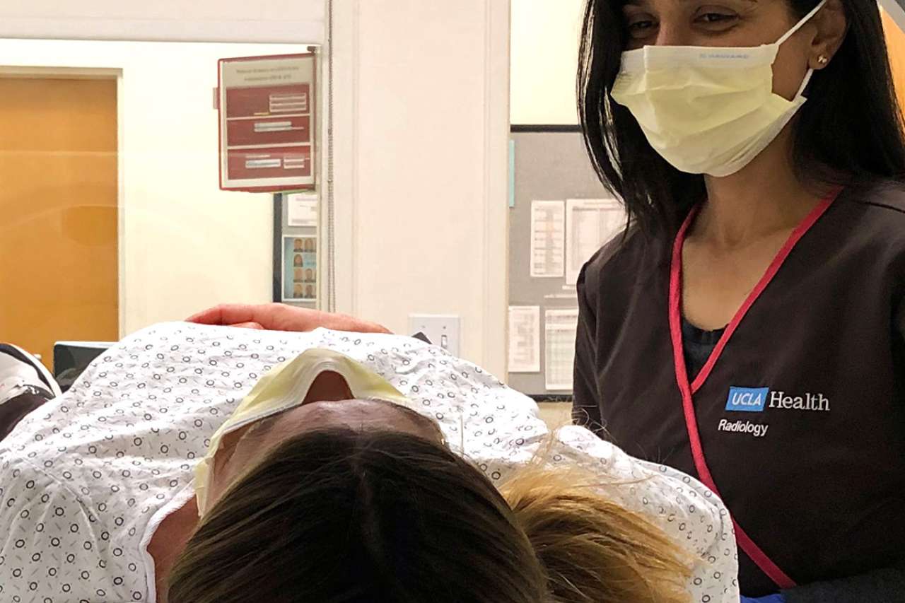 Female patient at a UCLA radiology center, featuring MRI, PET/CT scan, Mamography, X-Ray, IR and Ultrasound