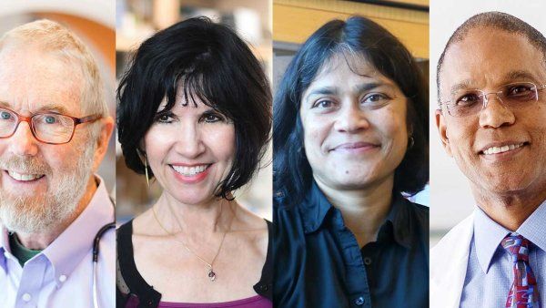 Compilation of headshots of Thomas Boyce, Kathy Giacomini, Geeta Narlikar, and Neil Powe.