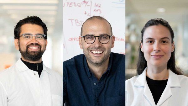 Headshots of the 2024 Pew Award recipients, which are Vijay Namboodiri, Justin Eyquem, and Jovanka Gencel-Augusto