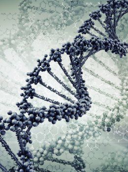 an illustration of DNA strands with data