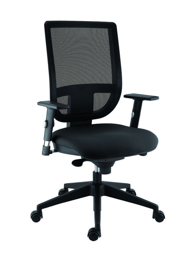 Fauteuil de bureau Tertio - assise tissu noir panthère 009 - dossier résille noir - Roulette sol dur