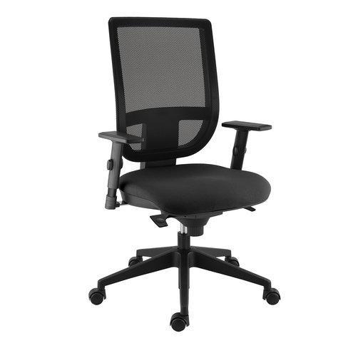 Fauteuil de bureau Tertio S - assise tissu noir panthère 009 - dossier résille noir - roulette pour sol dur