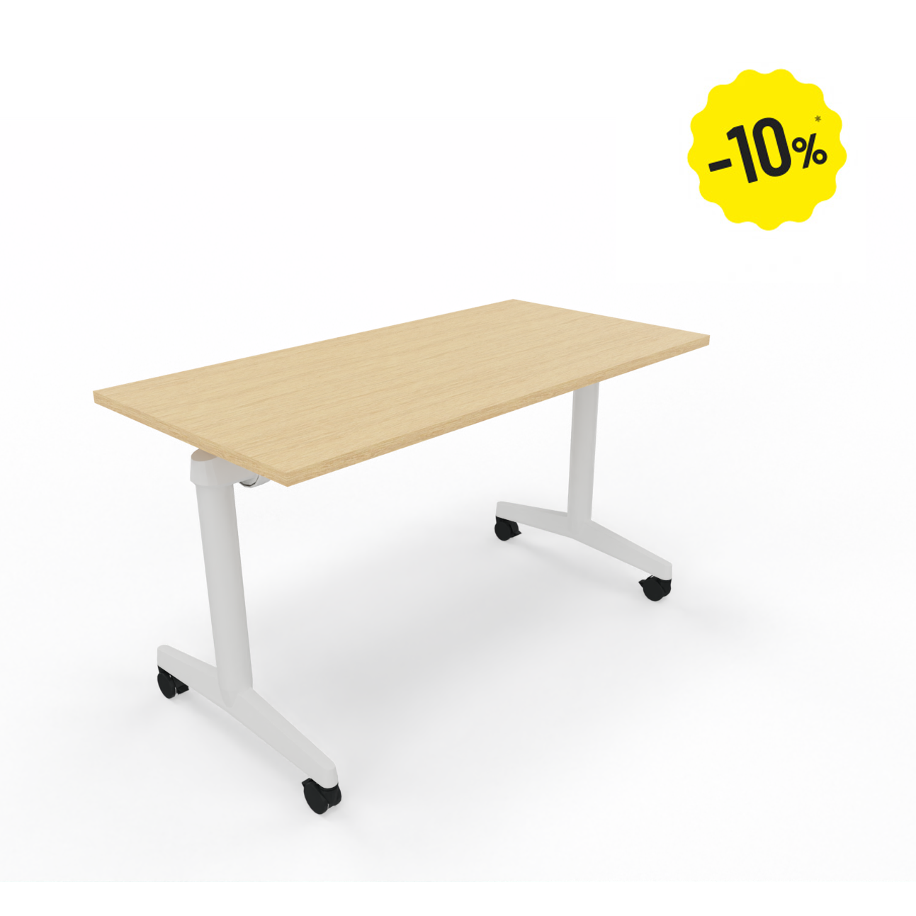 Table pliante Fliptop Twin- 130 x 65 cm - plateau rabattable chêne clair -