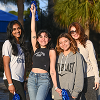 group of students with unf streamers