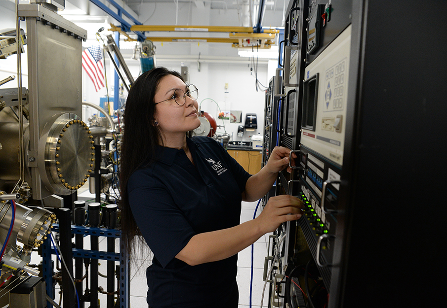 Female student working in the MSERF Lab