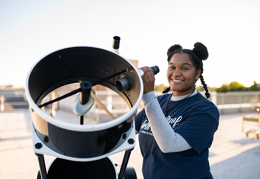 Student and telescope