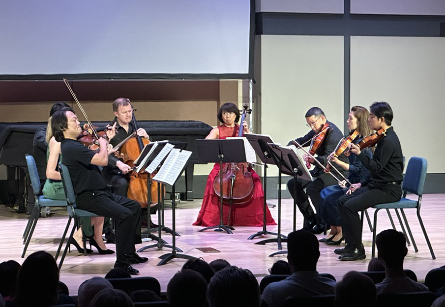 Lawson Ensemble playing with violinist Scott Yoo in December Performance