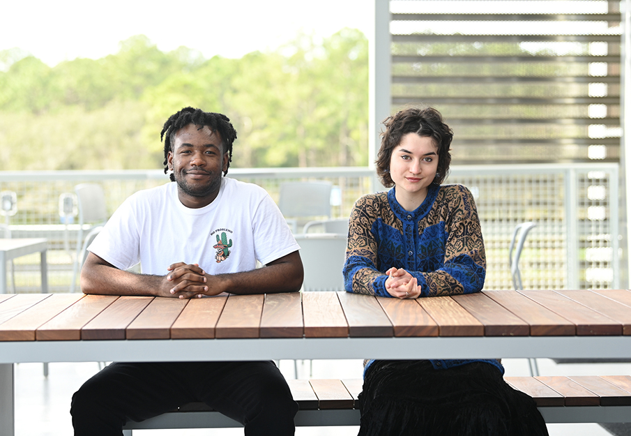 UNF students and Gilman Scholars Damien Jackson and Keila Smith