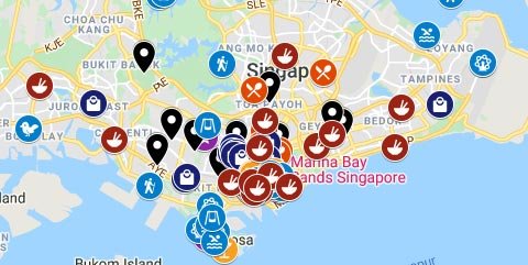 Mapa turístico de Singapur
