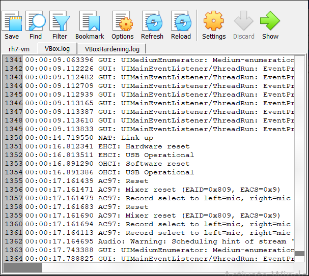 Log Viewer Tool, Showing System Events