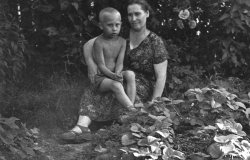 Vladimir Putin with his mother, Maria Ivanovna Putina, in July 1958