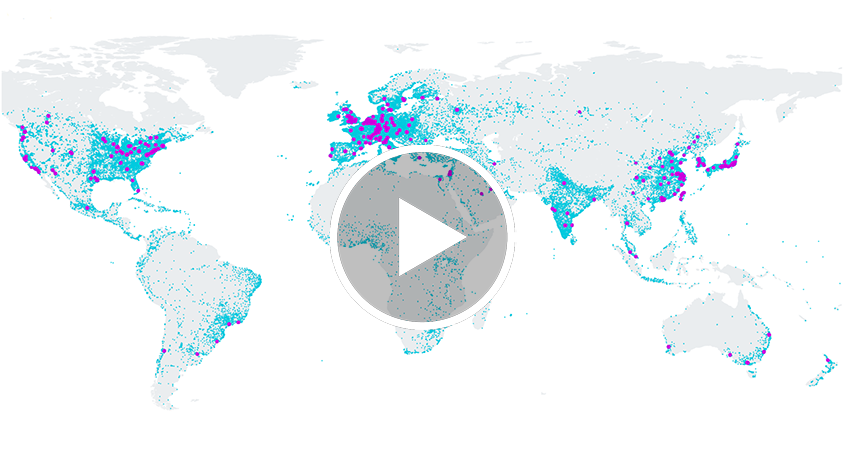 Imagen de video en miniatura que muestra un mapa del mundo en el que figuran los 100 polos principales de ciencia y tecnología en el mundo