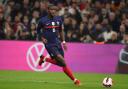 France’s Paul Pogba runs with the ball during an international friendly against Cote d’Ivoire at the Velodrome stadium in Marseille, France, in March 2022 (Daniel Cole/AP)