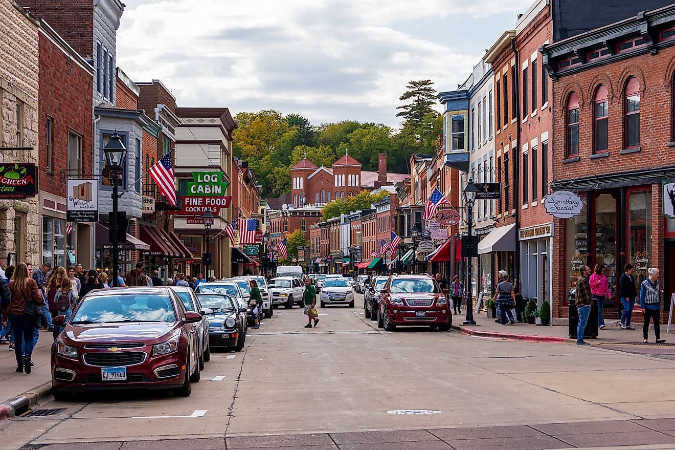 View of Main Street in the historical downtown area of Galena, Illinois, USA. Editorial credit: David S Swierczek / Shutterstock.com