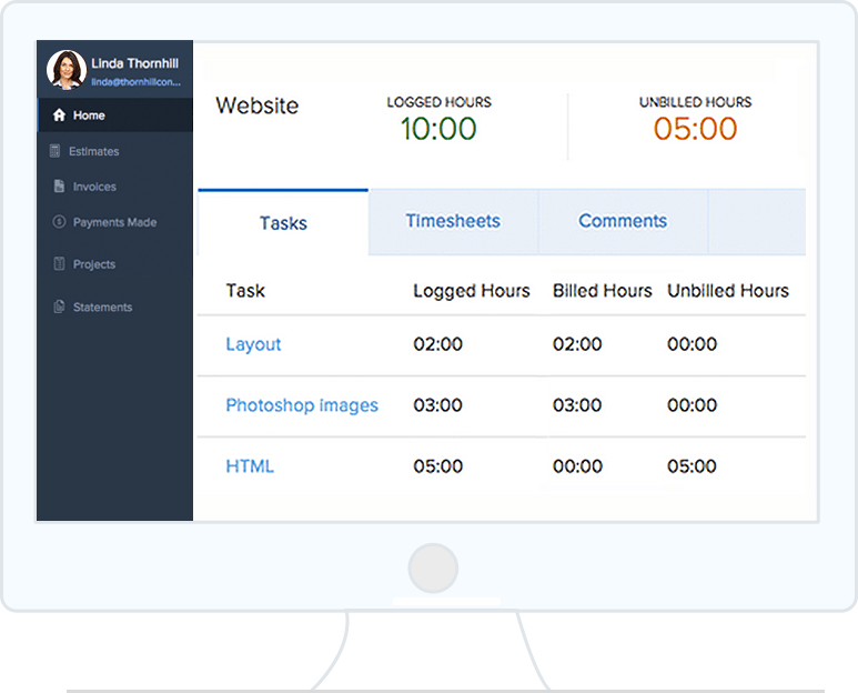 Project Management with Customer Portal - Zoho Invoice