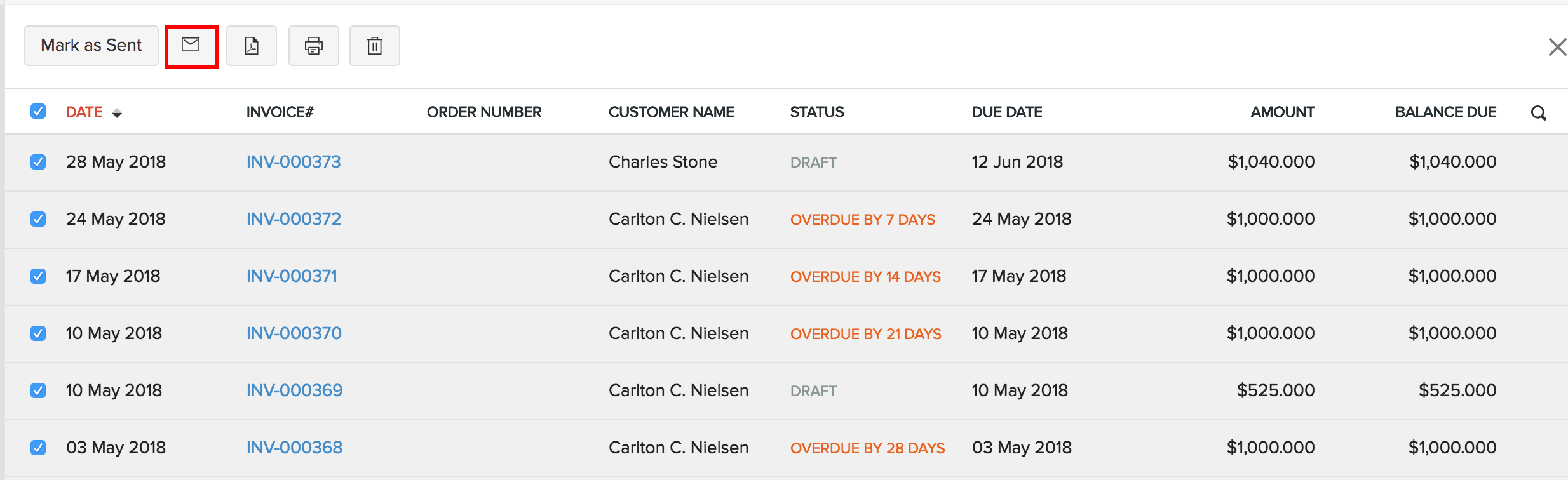 Send Invoices in bulk