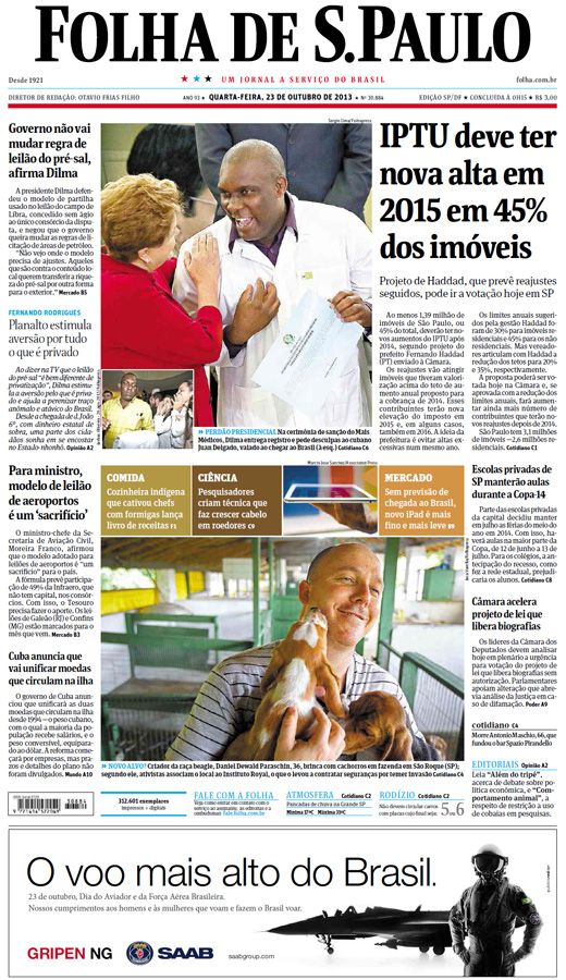 Capa Folha de S.Paulo - Edição São Paulo