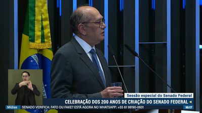 200 anos do Senado: Casa contribui para o aprimoramento institucional da nação, diz Gilmar Mendes