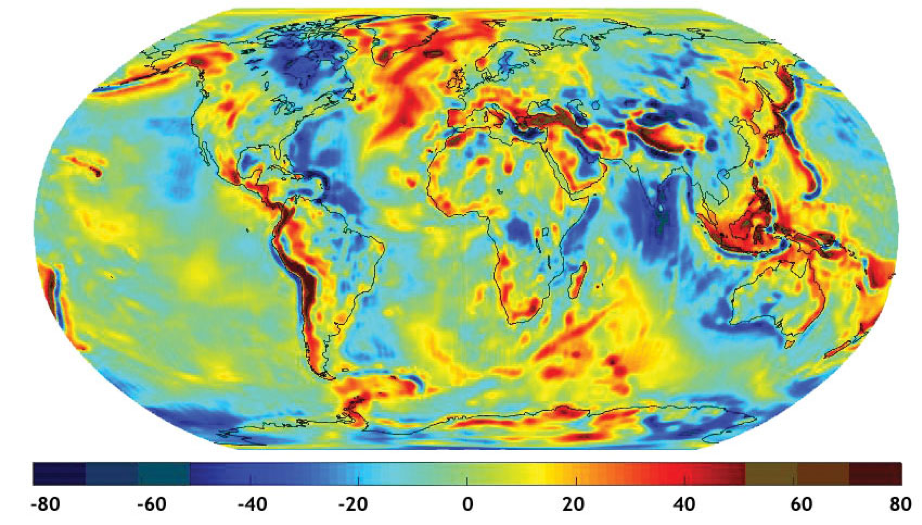 Gravity anomalies from ten years (2003-2013) of GRACE data (GGM05S)