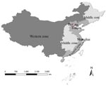 Thumbnail of The 4 zones of China. These divisions were made on the basis of economic and geographic factors.