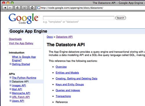 図3●GoogleAppEngineのドキュメント