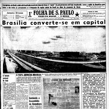 Capa da Folha de 22 de abril de 1960 mancheta a inaugura��o de Bras�lia