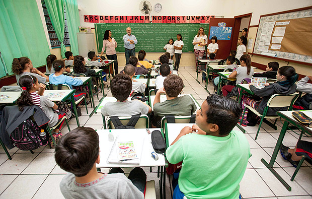 Estudantes durante aula na rede estadual de S�o Paulo