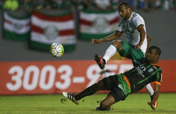 O jogador Alecsandro, da SE Palmeiras, chuta para marcar seu gol contra a equipe do America FC, durante partida valida pela vigesima nona rodada, do Campeonato Brasileiro, Serie A, no Estadio do Cafe. (Foto: Cesar Greco/ Ag. Palmeiras / Divulgacao) *** ***DIREITOS RESERVADOS. N�O PUBLICAR SEM AUTORIZA��O DO DETENTOR DOS DIREITOS AUTORAIS E DE IMAGEM***