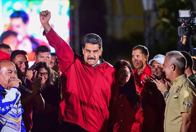 O ditador venezuelano, Nicol�s Maduro, celebra os resultados da Assembleia Constituinte, em Caracas