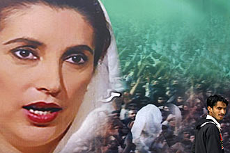 Cartaz com foto da ex-premi� Benazir Bhutto; policiais brit�nicos chegam ao Paquist�o para ajudar nas investiga��es sobre a morte