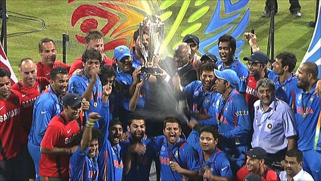 India celebrate winning the Cricket World Cup