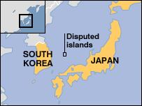 Map showing disputed islands