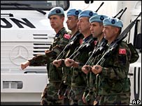 Turkish troops in Ankara ahead of joining the UN force, 12 Oct