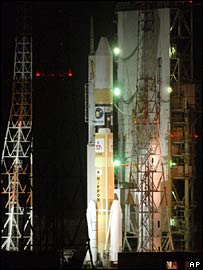 The rocket on the launch pad in Tanegashima on Thursday 13 September 2007